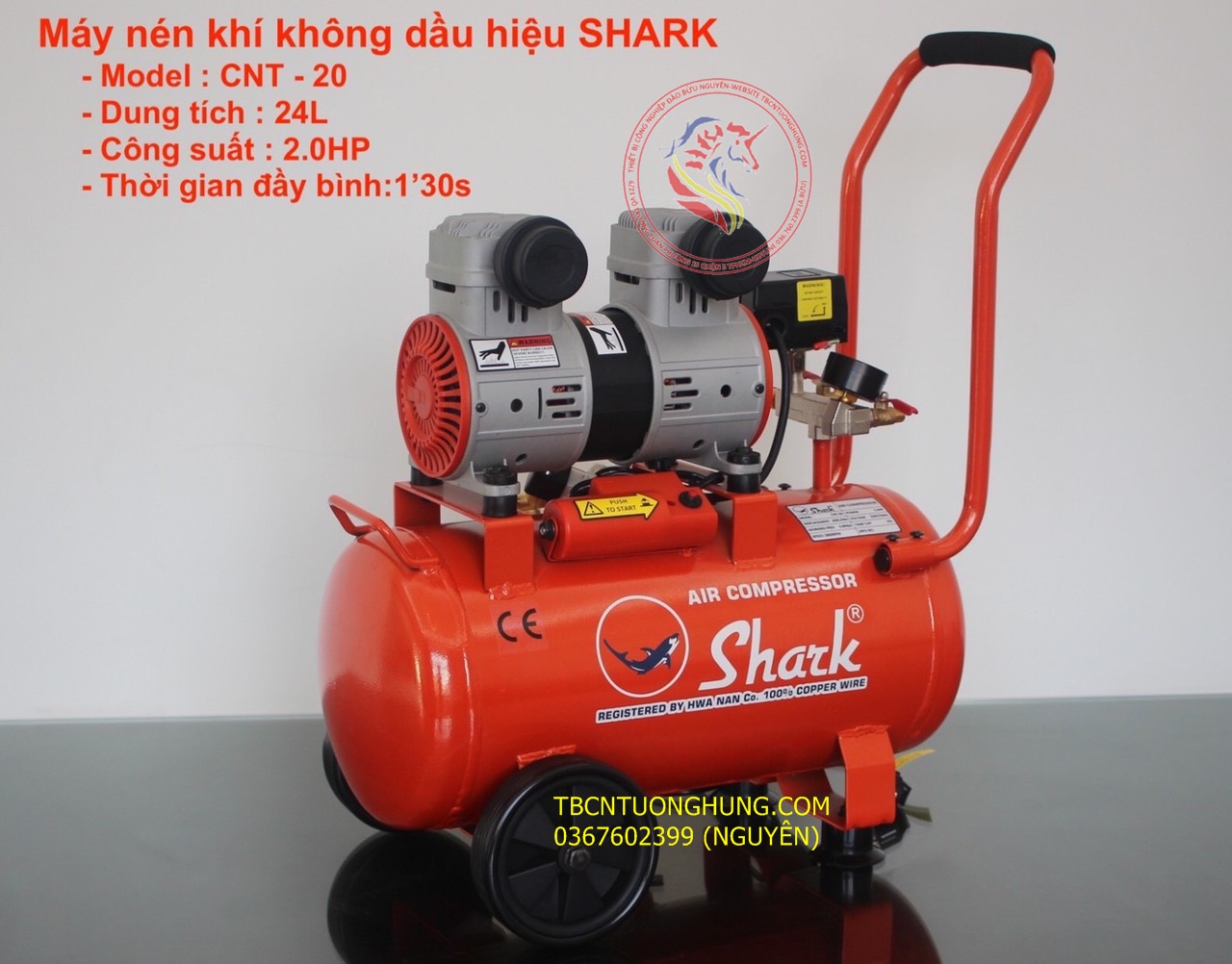  MÁY BƠM NÉN KHÍ SHARK 2 HP 24 LÍT CNT-20 