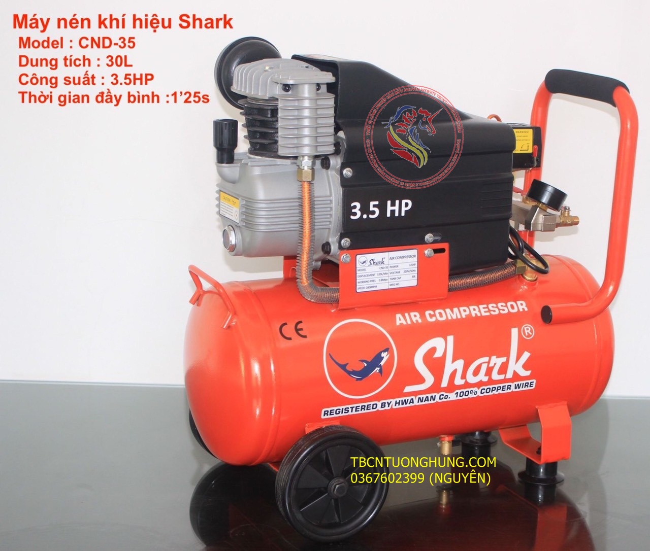 MÁY BƠM NÉN KHI SHARK 3.5HP 30 LÍT CND-35