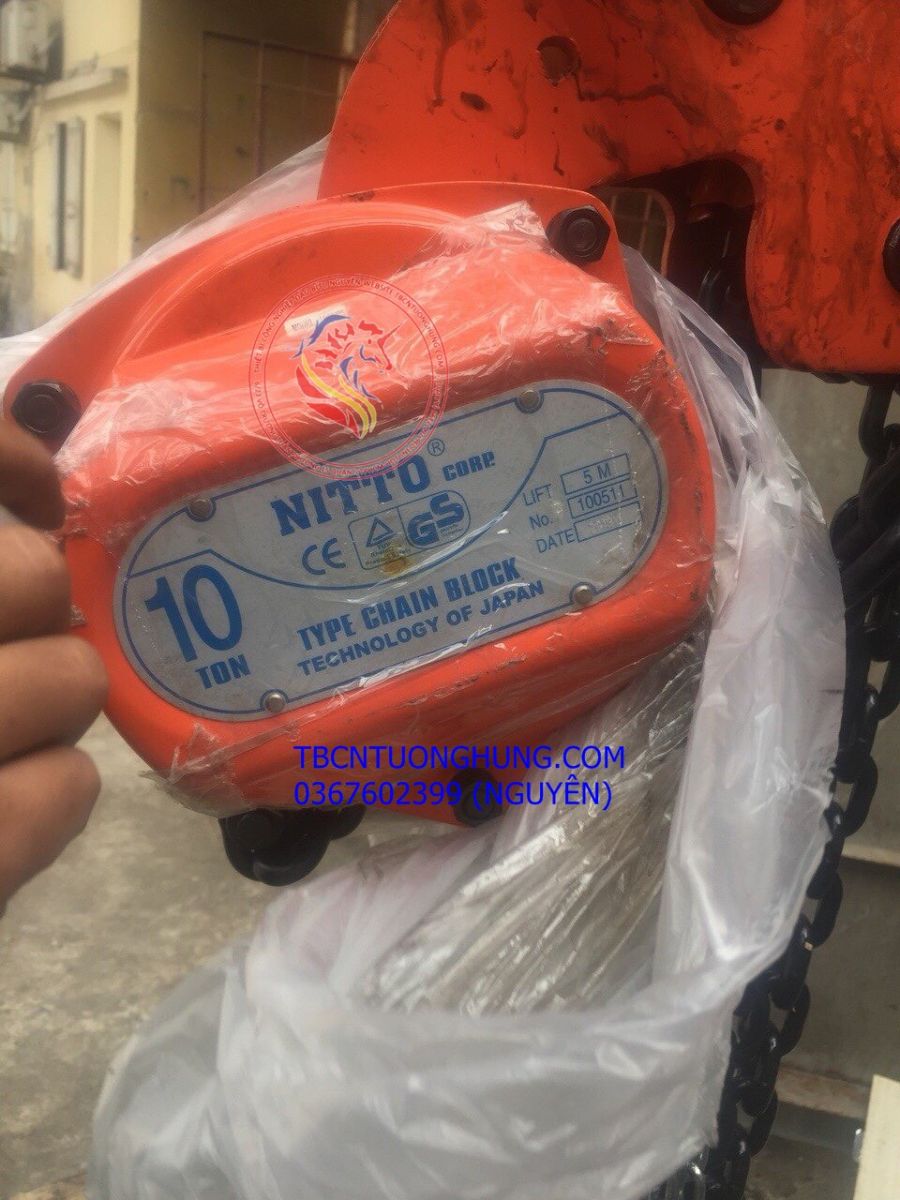 Palang xích kéo tay nitto 10 tấn 5 mét 90vp5 china