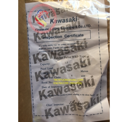 TỜI CÁP LẮC TAY 1.5 TẤN KAWASAKI WRP-1500