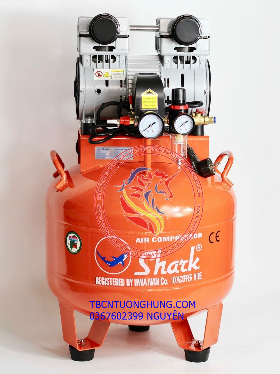 Hs Code 8479 Bơm nén khí Shark 40 lít SKD-40D cung cấp nguồn khí nén sạch