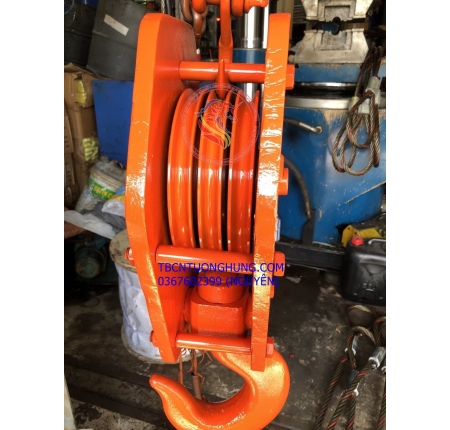 Pully móc cẩu cáp 3 rãnh cho palang dien cd1 china