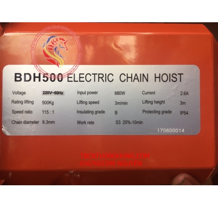  Palang xích điện 500kg BDH500 220v