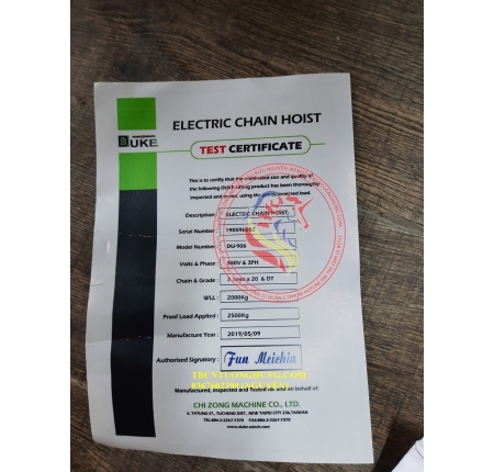 PALANG XÍCH ĐIỆN DUKE 2000KG DU 906 TAIWAN