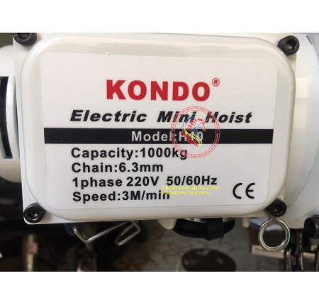 PALANG XÍCH ĐIỆN KONDO 1 TẤN 1000KG 220V