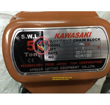PALANG XÍCH KÉO TAY KAWASAKI 5 TẤN  CK5