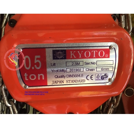 Palang xích kéo tay Kyoto 500kg 0.5 tấn 2.5 mét
