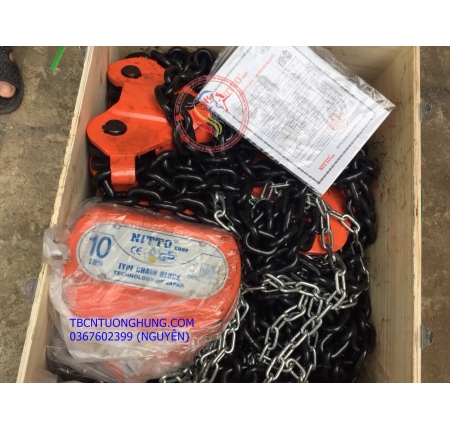 Palang xích kéo tay nitto 10 tấn 5 mét 90vp5 china
