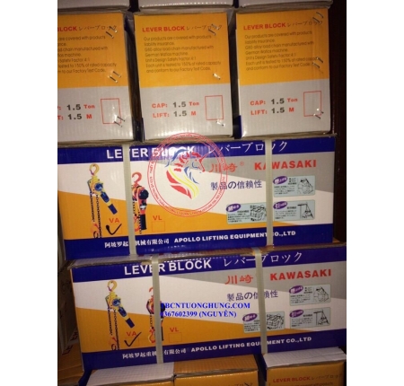 Palang xích lắc tay kawasaki 1.5 tấn 1500kg va-1.5