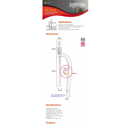 BƠM TAY HÓA CHẤT DP16-1S DUKSHIN HÀN QUỐC