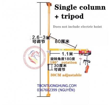 Khung cẩu xoay tời điện mini Pa gia đình 500kg 180 độ