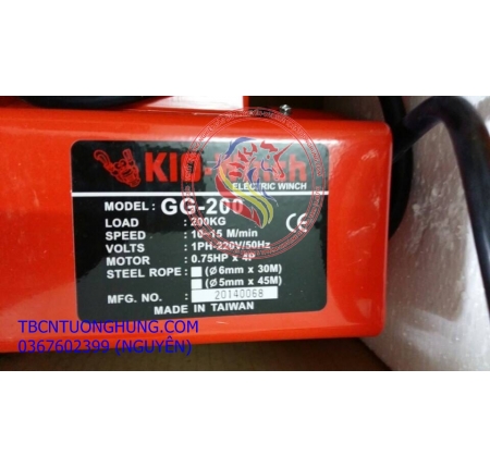 TỜI ĐIỆN KIO WINCH TAIWAN GG-200 200KG