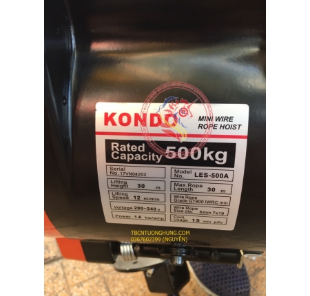 TỜI ĐIỆN TREO KONDO 500KG LES-500A 