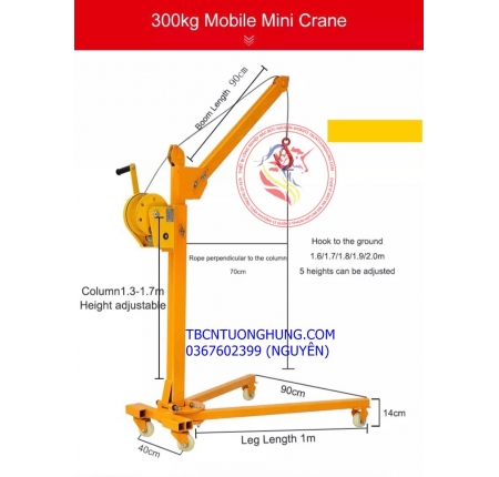 Xe cẩu hàng 200kg mini quay tay gấp gọn china